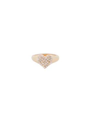 0.20ct Diamond 18K Gold Cluster Heart Signet Ring