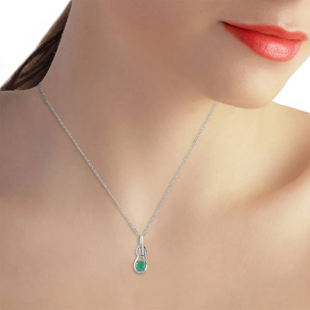 0.65 Carat 14K Solid White Gold Birdie Told Me Emerald Necklace