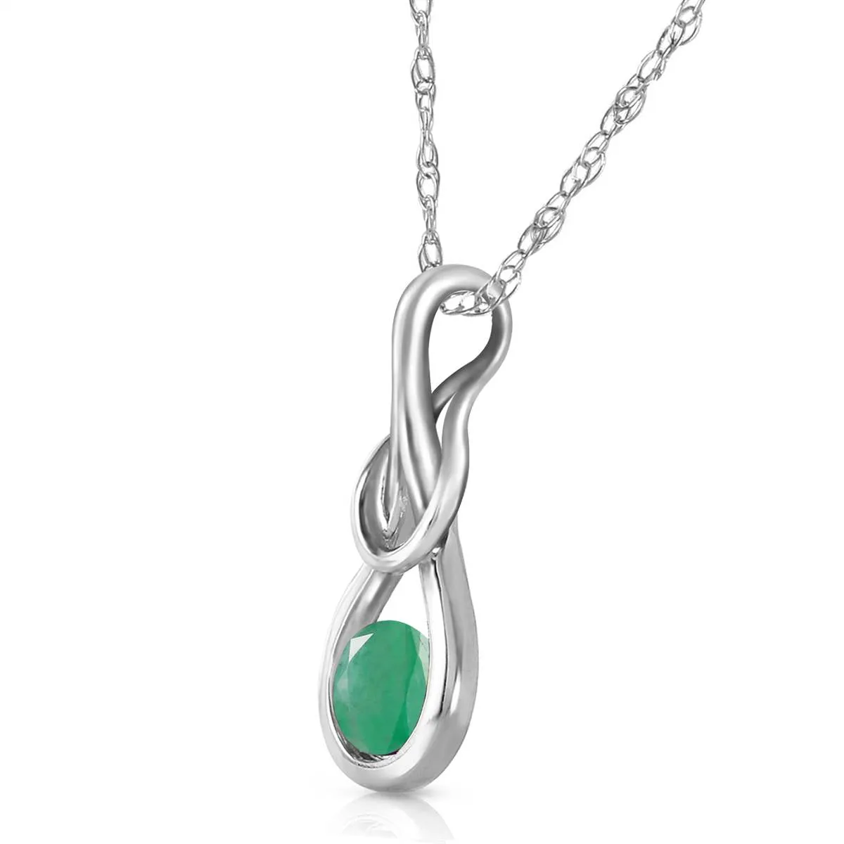 0.65 Carat 14K Solid White Gold Birdie Told Me Emerald Necklace