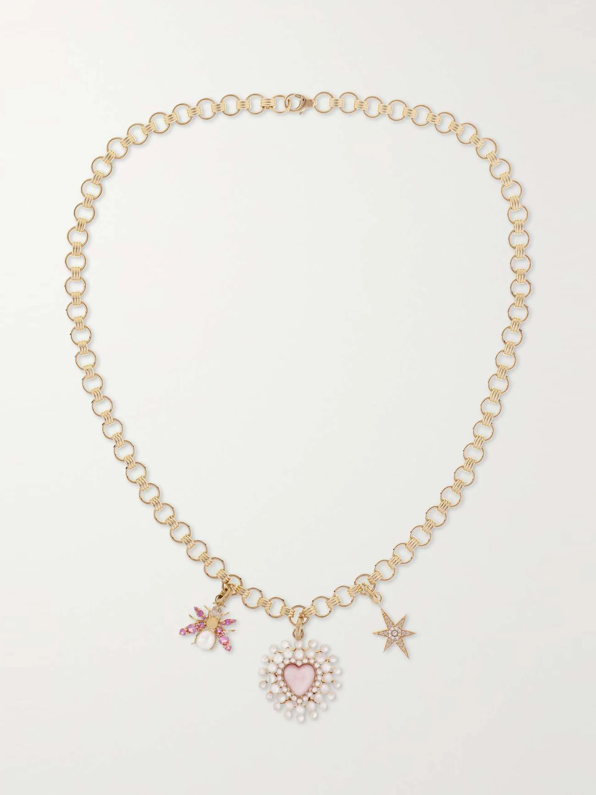 14-karat gold, enamel and multi-stone necklace