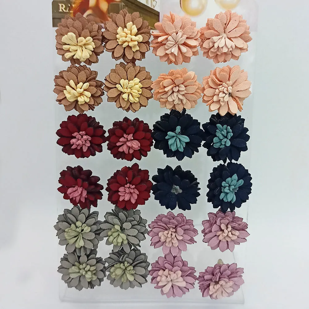 14Fashions Set of 12 Stud Earrings Combo ( Assorted Color )