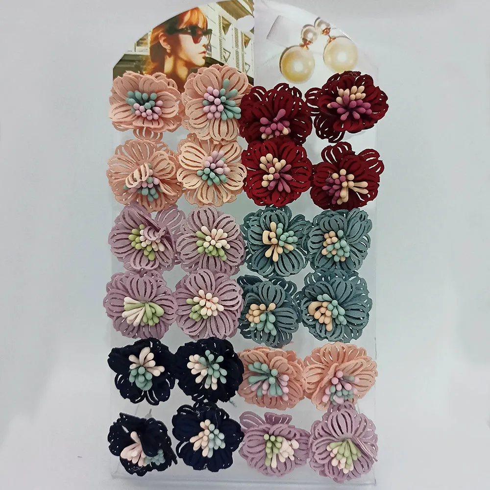 14Fashions Set of 12 Stud Earrings Combo ( Assorted Color )
