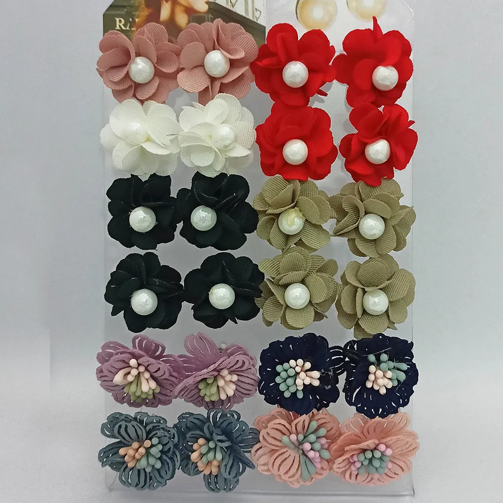 14Fashions Set of 12 Stud Earrings Combo ( Assorted Color )