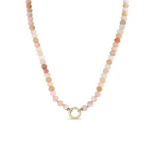 14k Faceted Pink Opal Rondelle Bead Round Enhancer Necklace
