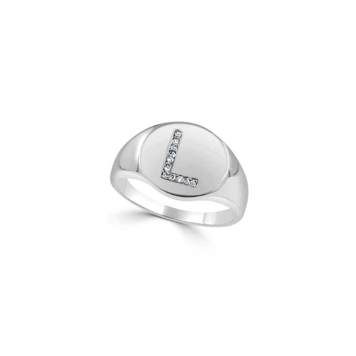 14k Gold & Diamond Initial Signet Ring - 0.06ct