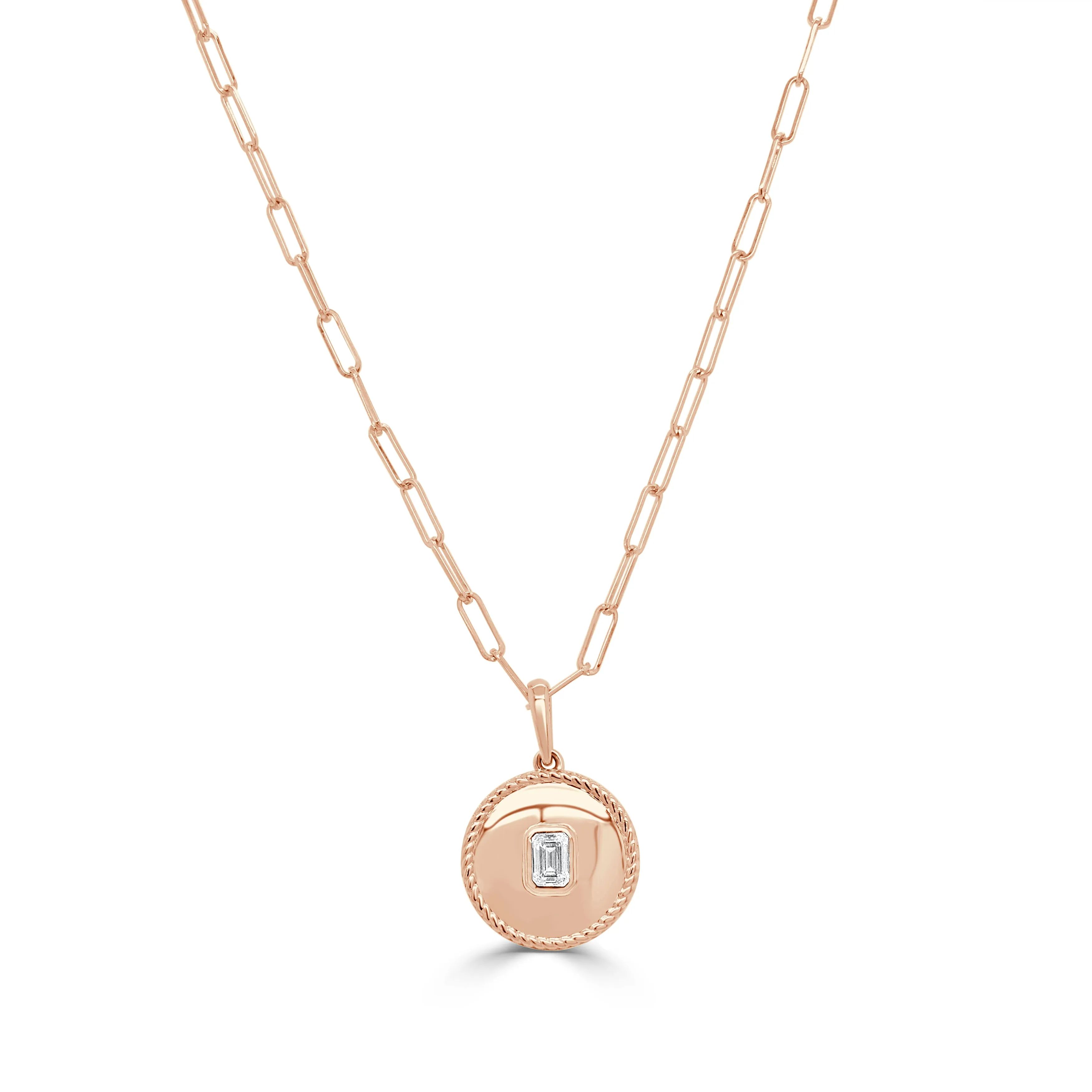 14K Gold & Emerald-Cut Diamond Medallion Necklace - 0.26ct