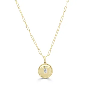14K Gold & Emerald-Cut Diamond Medallion Necklace - 0.26ct
