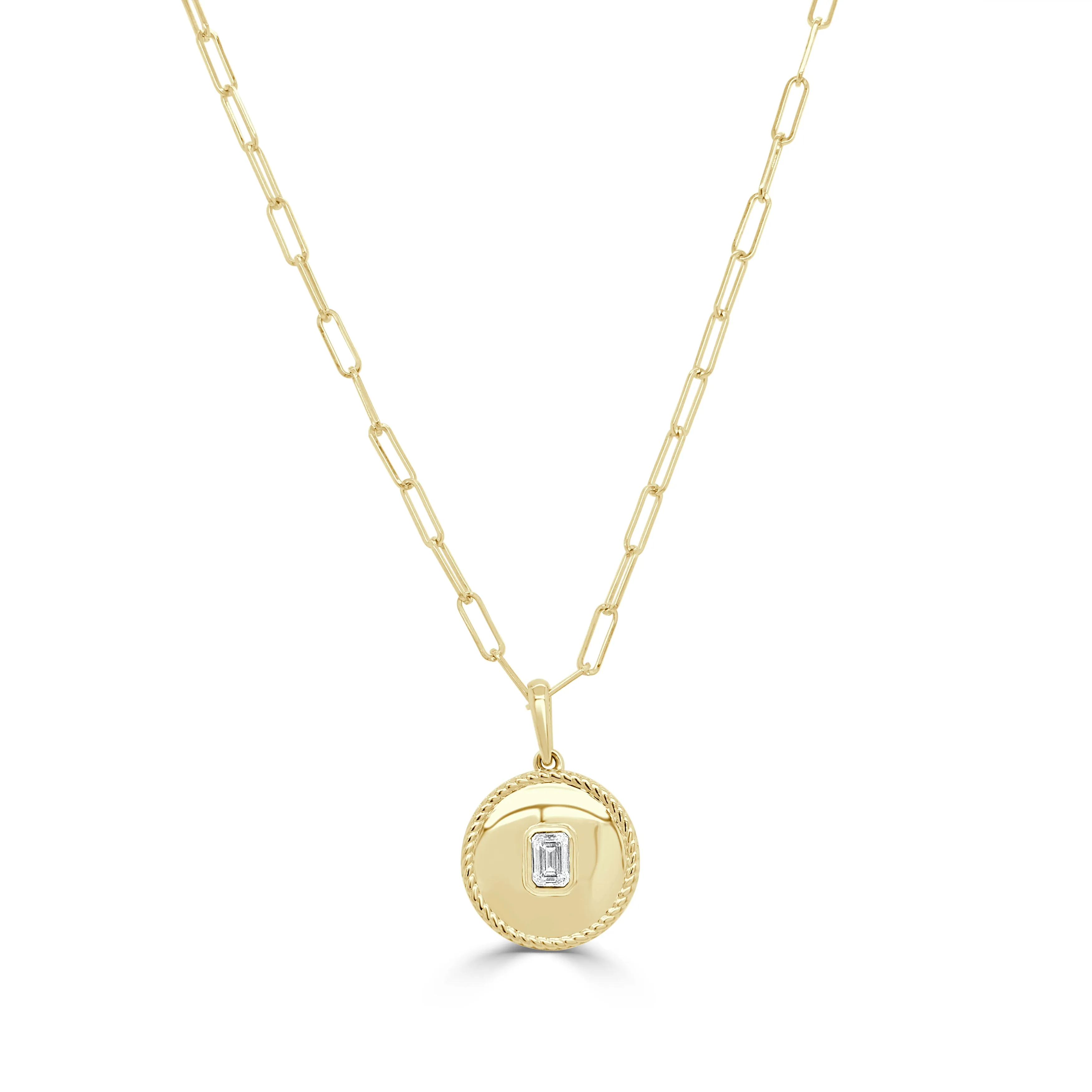14K Gold & Emerald-Cut Diamond Medallion Necklace - 0.26ct