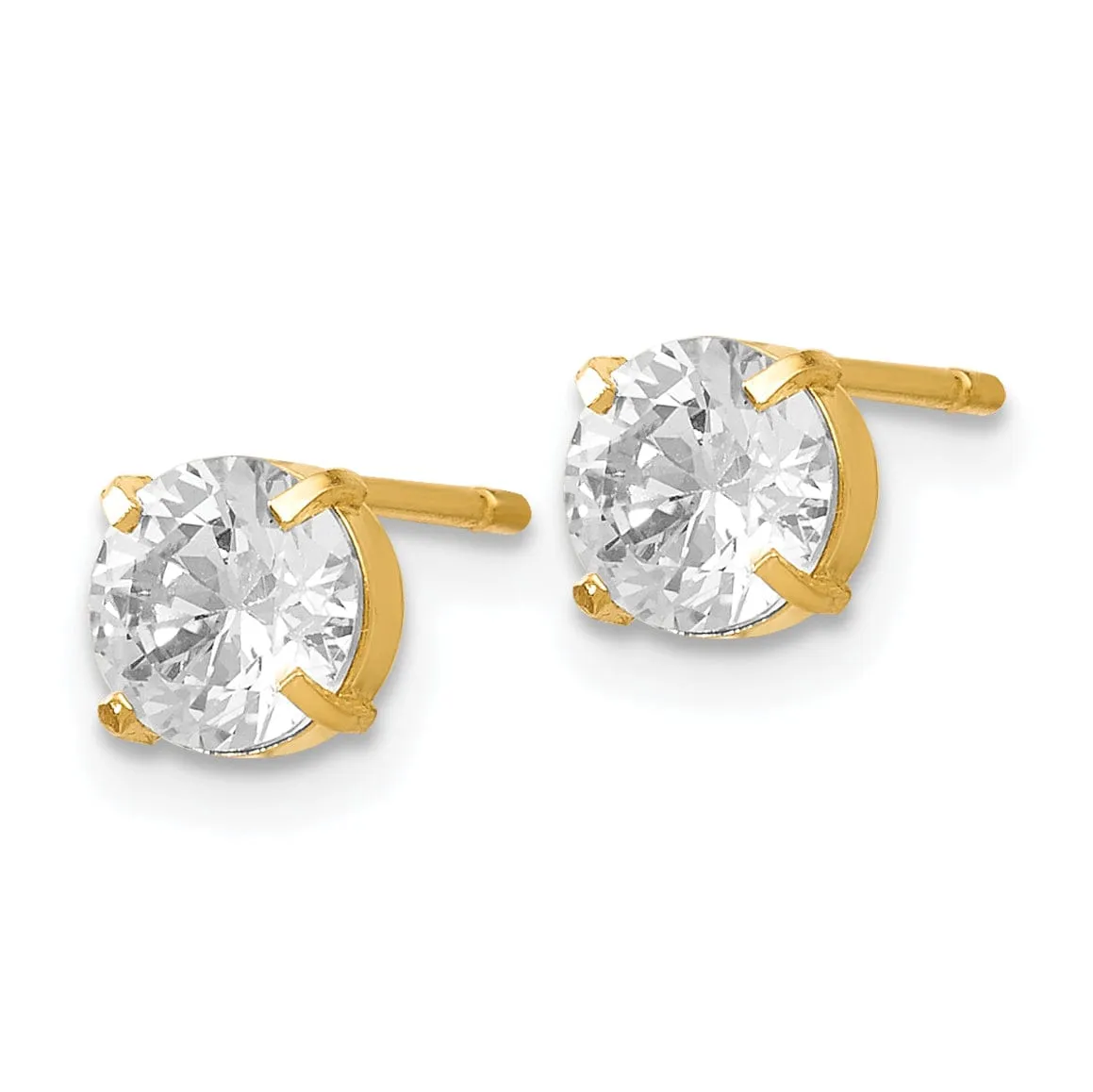 14k Yellow Gold C.Z Stud 5.0mm Earrings