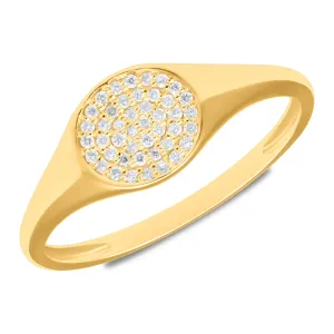 14k Yellow Gold Lab Grown Diamond Signet Ring