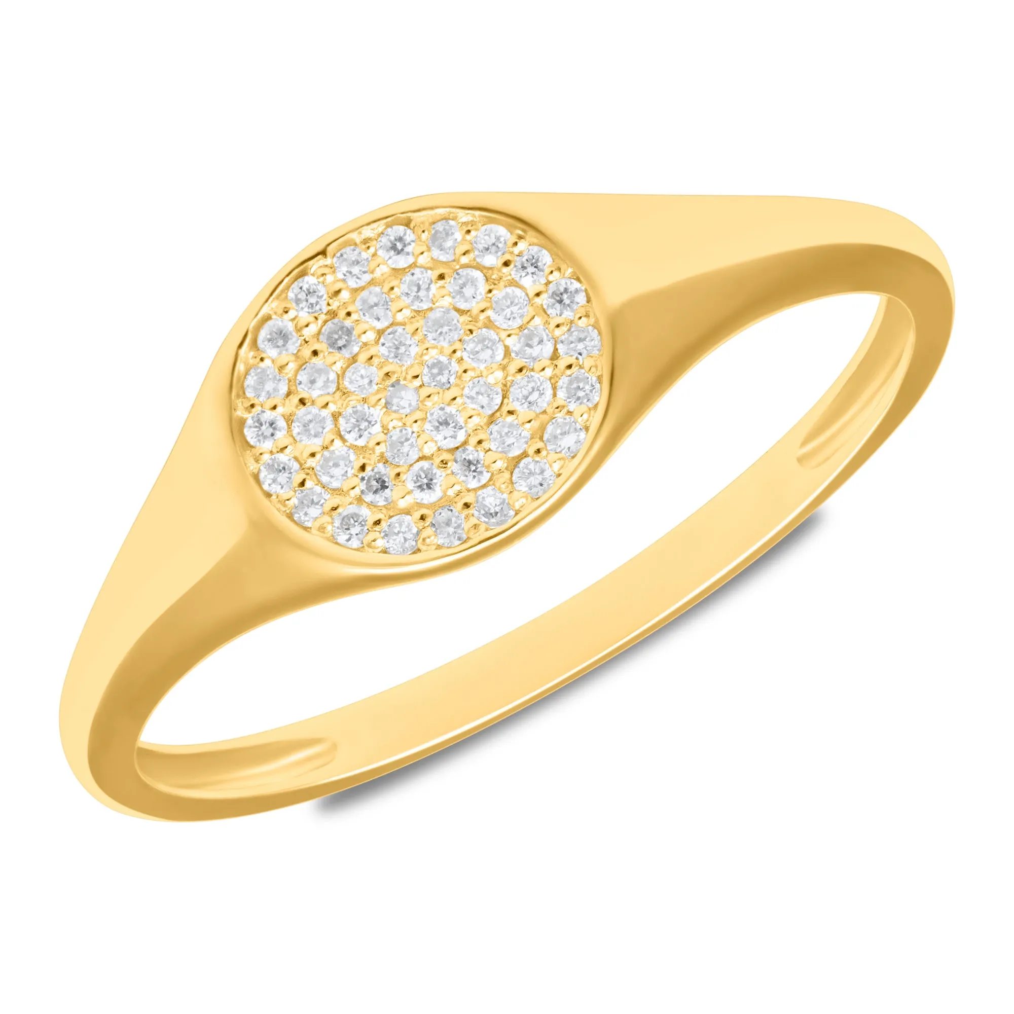 14k Yellow Gold Lab Grown Diamond Signet Ring