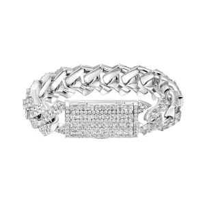 15mm Emerald Cut Prong Cuban Link Bracelet