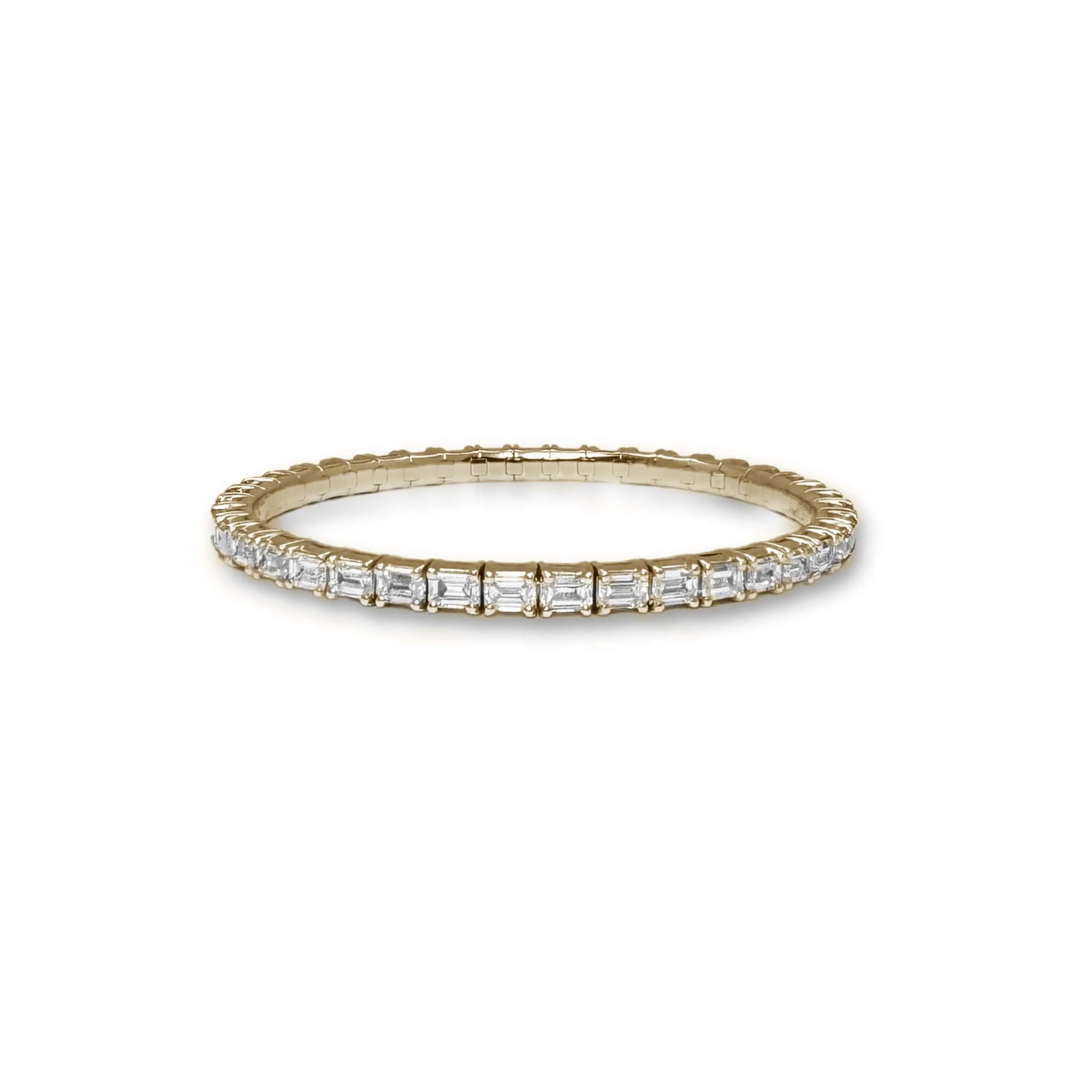 18K Gold East West Stretch Emerald Cut Diamond Tennis Bracelet, 8.0 Carats