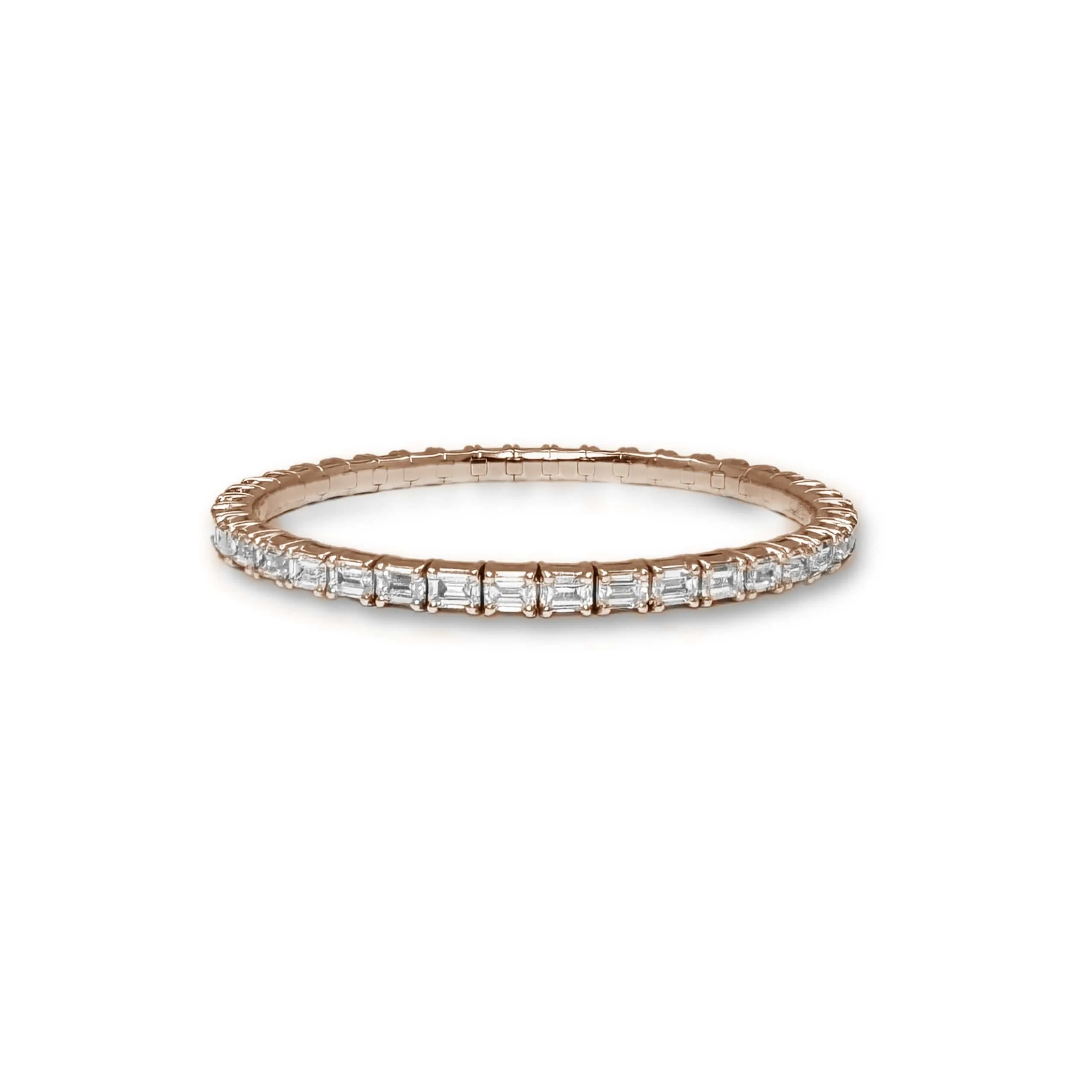 18K Gold East West Stretch Emerald Cut Diamond Tennis Bracelet, 8.0 Carats