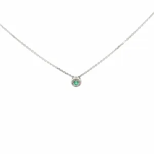 18K White Gold Emerald Pendant Necklace