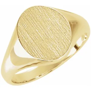 18K Yellow 11x9.5 mm Oval Signet Ring