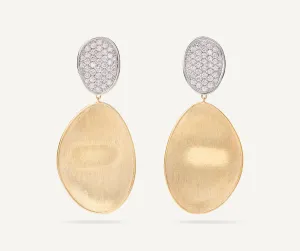 18K Yellow Gold Double Drop Earrings With Diamonds, Large