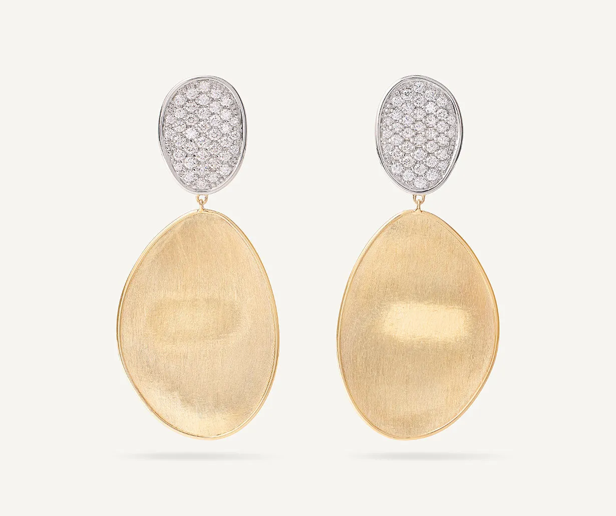 18K Yellow Gold Double Drop Earrings With Diamonds, Large