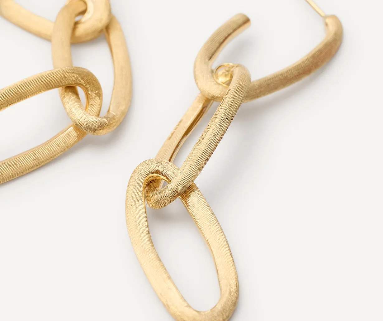 18K Yellow Gold Triple Link Drop Earrings