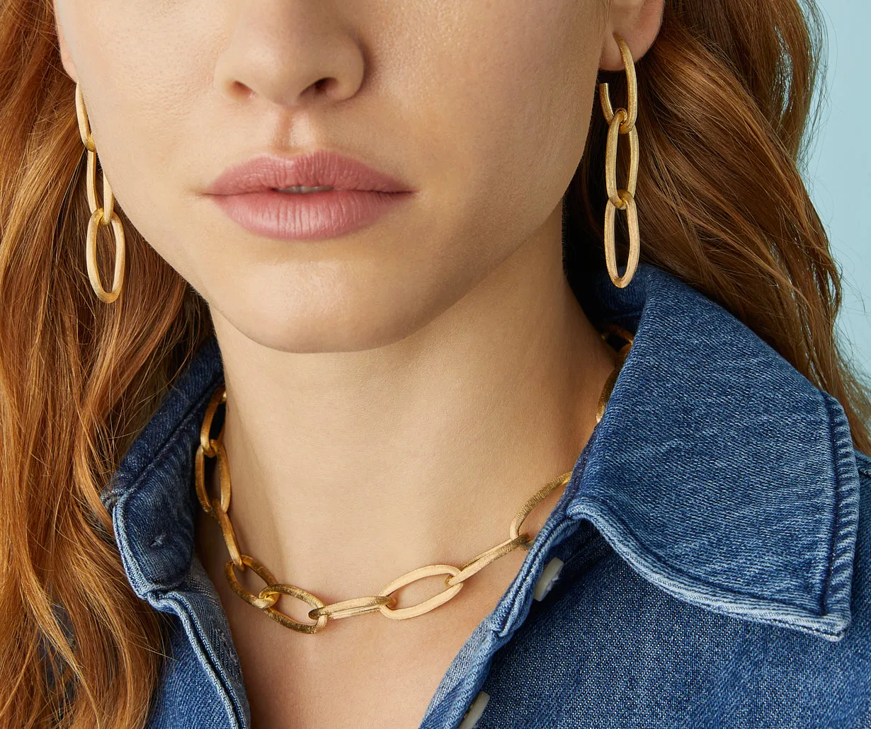 18K Yellow Gold Triple Link Drop Earrings