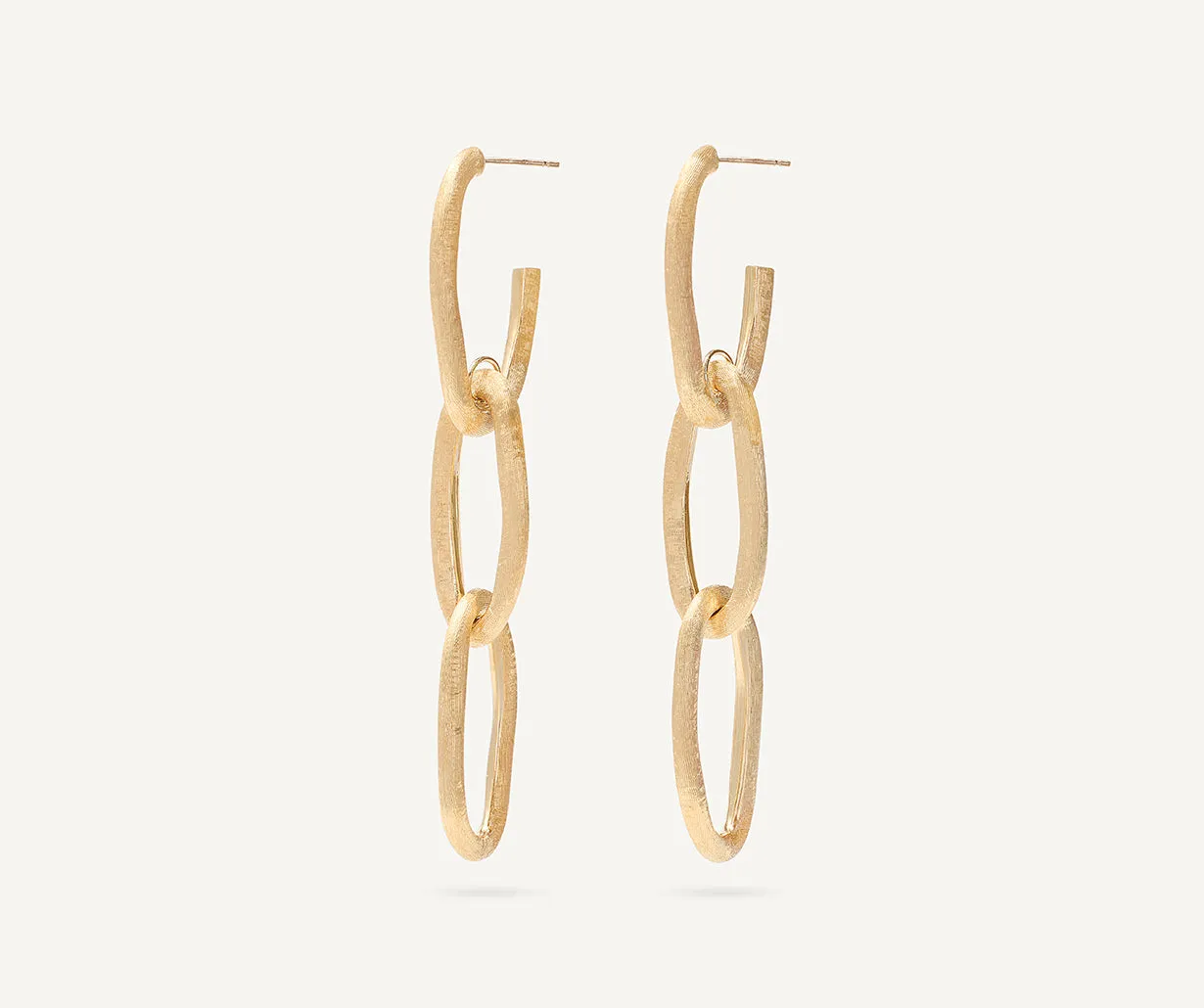 18K Yellow Gold Triple Link Drop Earrings