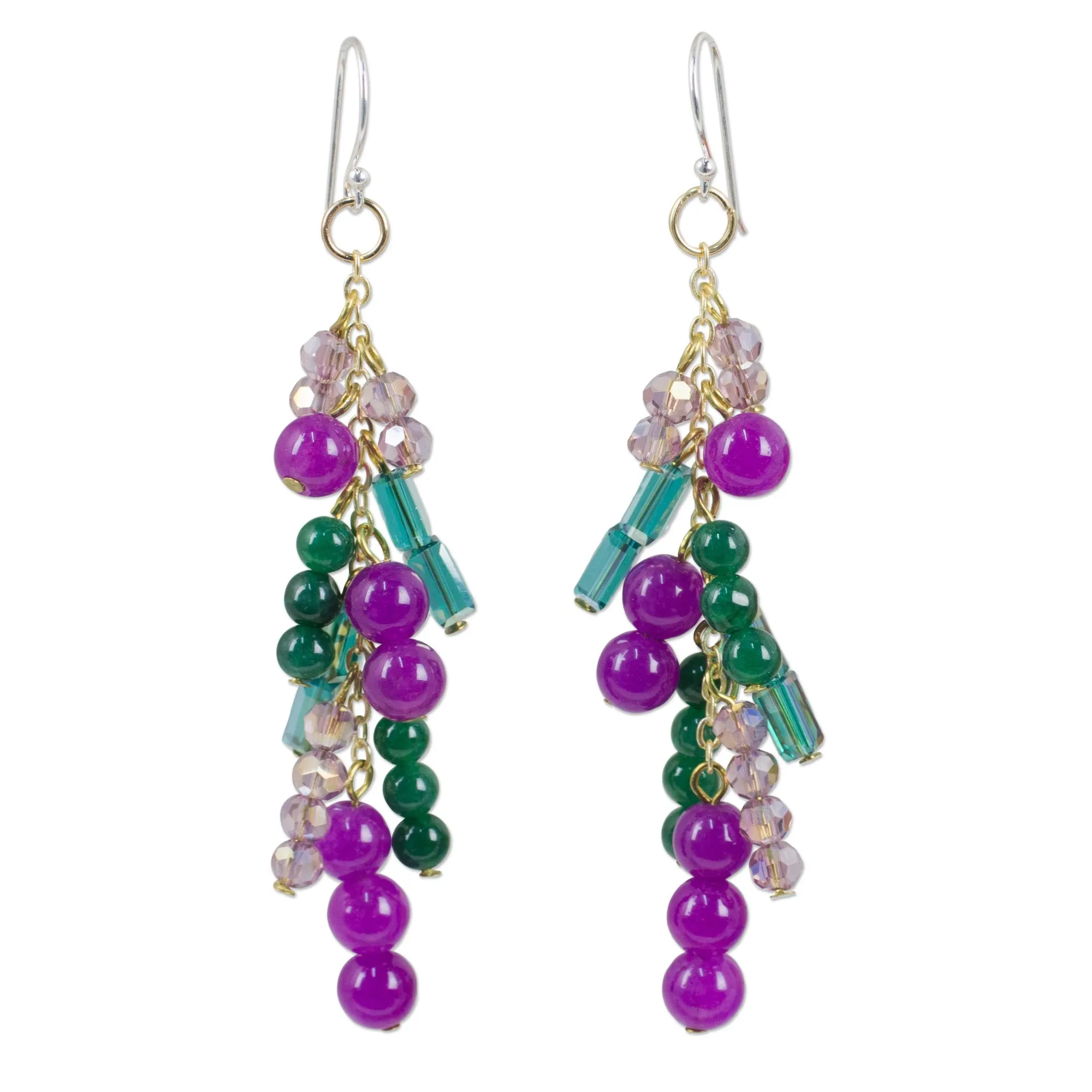 24k Gold Plated Silver and Quartz Waterfall Earrings - Brilliant Cascade | NOVICA