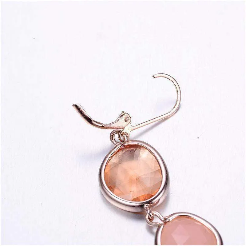 4 Colors, Dangle Crystal Resin Stone Drop Earrings