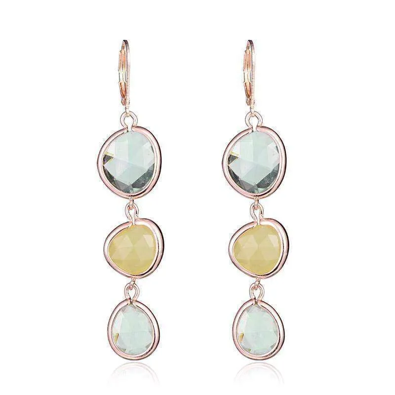 4 Colors, Dangle Crystal Resin Stone Drop Earrings