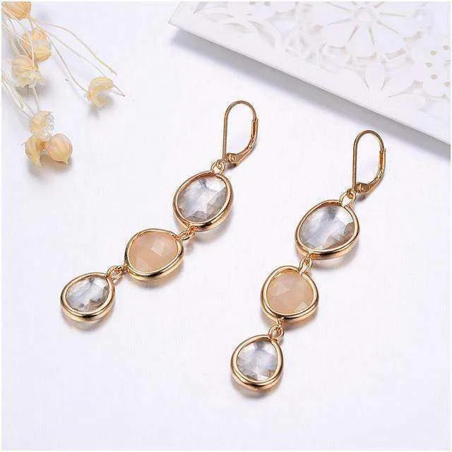 4 Colors, Dangle Crystal Resin Stone Drop Earrings