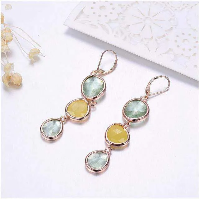 4 Colors, Dangle Crystal Resin Stone Drop Earrings