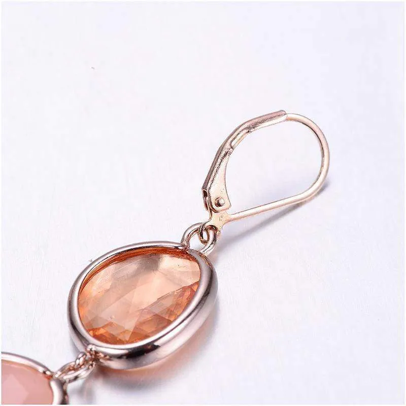 4 Colors, Dangle Crystal Resin Stone Drop Earrings