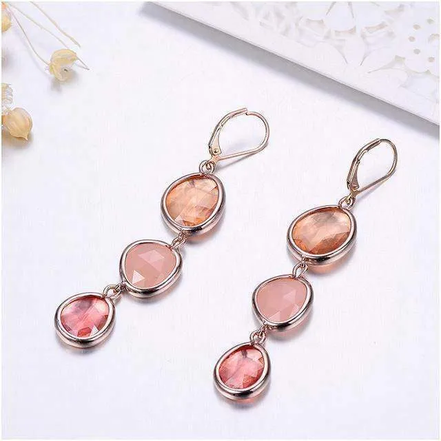4 Colors, Dangle Crystal Resin Stone Drop Earrings