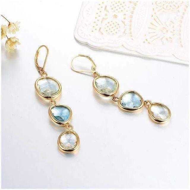 4 Colors, Dangle Crystal Resin Stone Drop Earrings