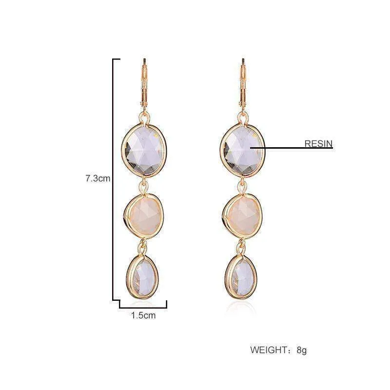4 Colors, Dangle Crystal Resin Stone Drop Earrings