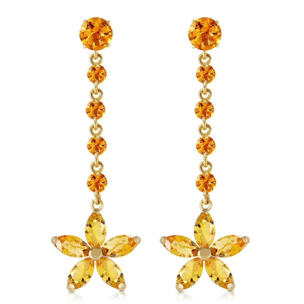 4.8 Carat 14K Solid Yellow Gold Stardrop Citrine Earrings