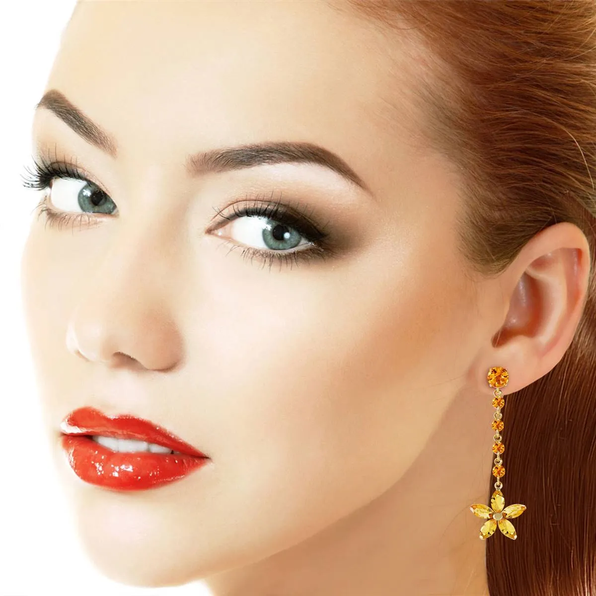 4.8 Carat 14K Solid Yellow Gold Stardrop Citrine Earrings