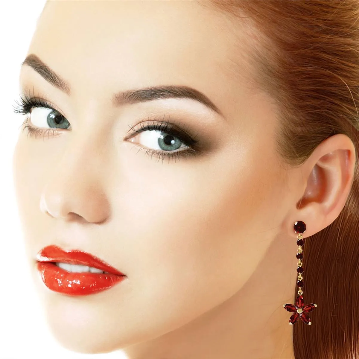 4.8 Carat 14K Solid Yellow Gold Stardrop Garnet Earrings