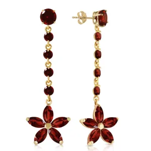 4.8 Carat 14K Solid Yellow Gold Stardrop Garnet Earrings