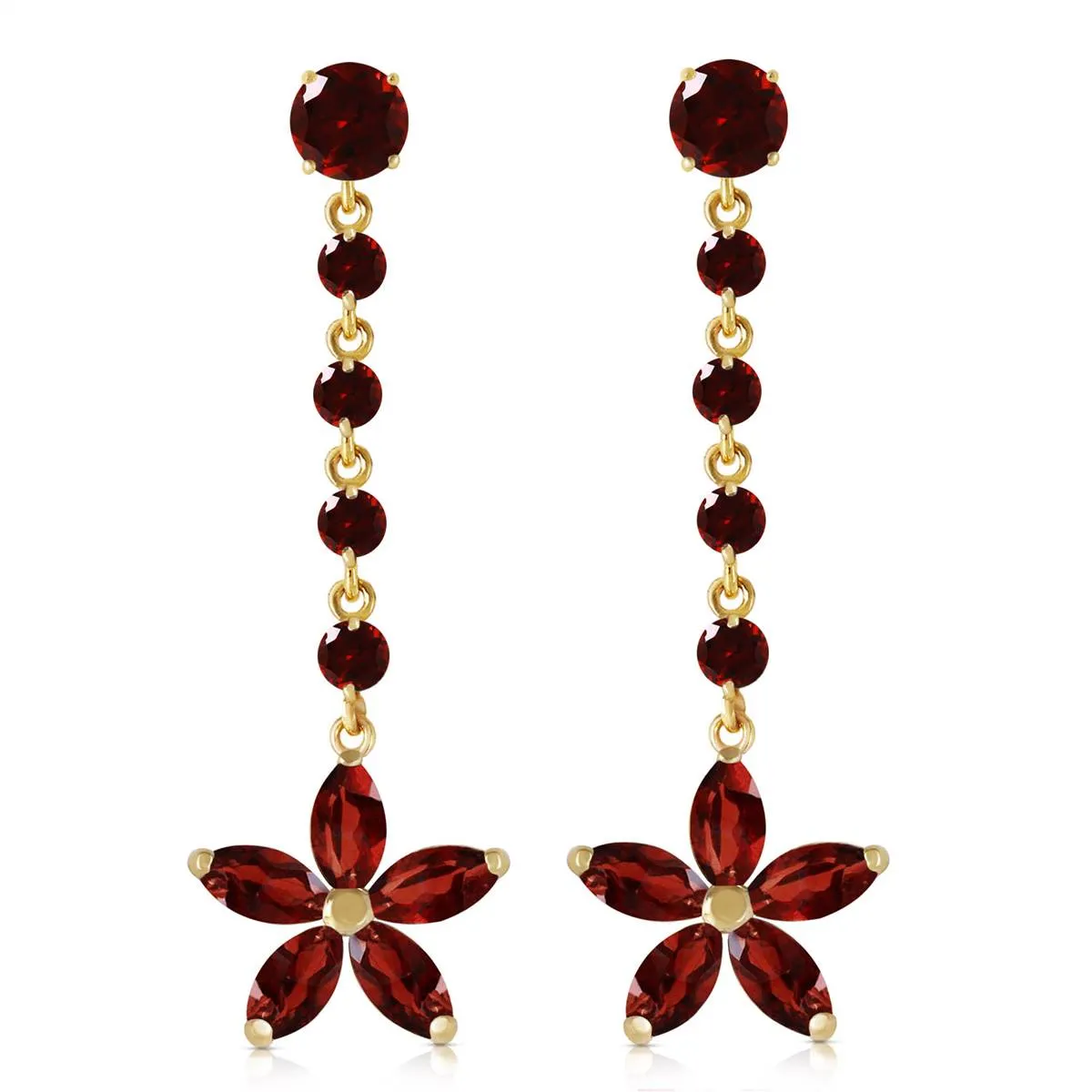 4.8 Carat 14K Solid Yellow Gold Stardrop Garnet Earrings