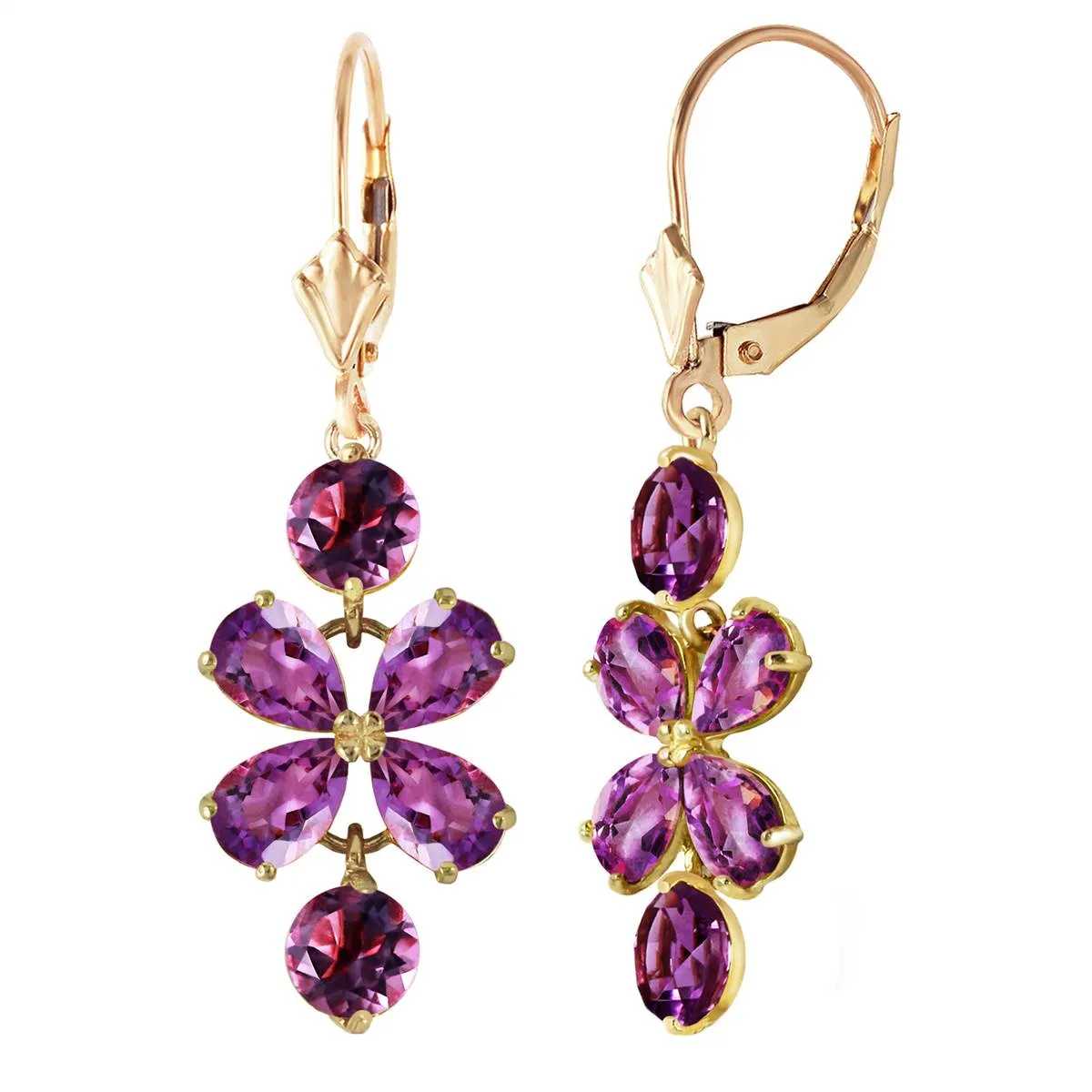 5.32 Carat 14K Petals Amethyst Earrings
