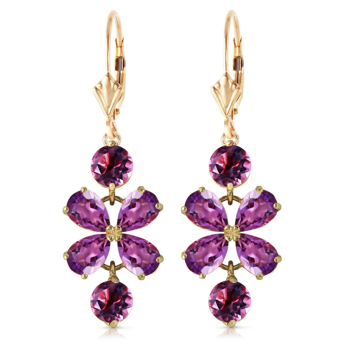 5.32 Carat 14K Petals Amethyst Earrings