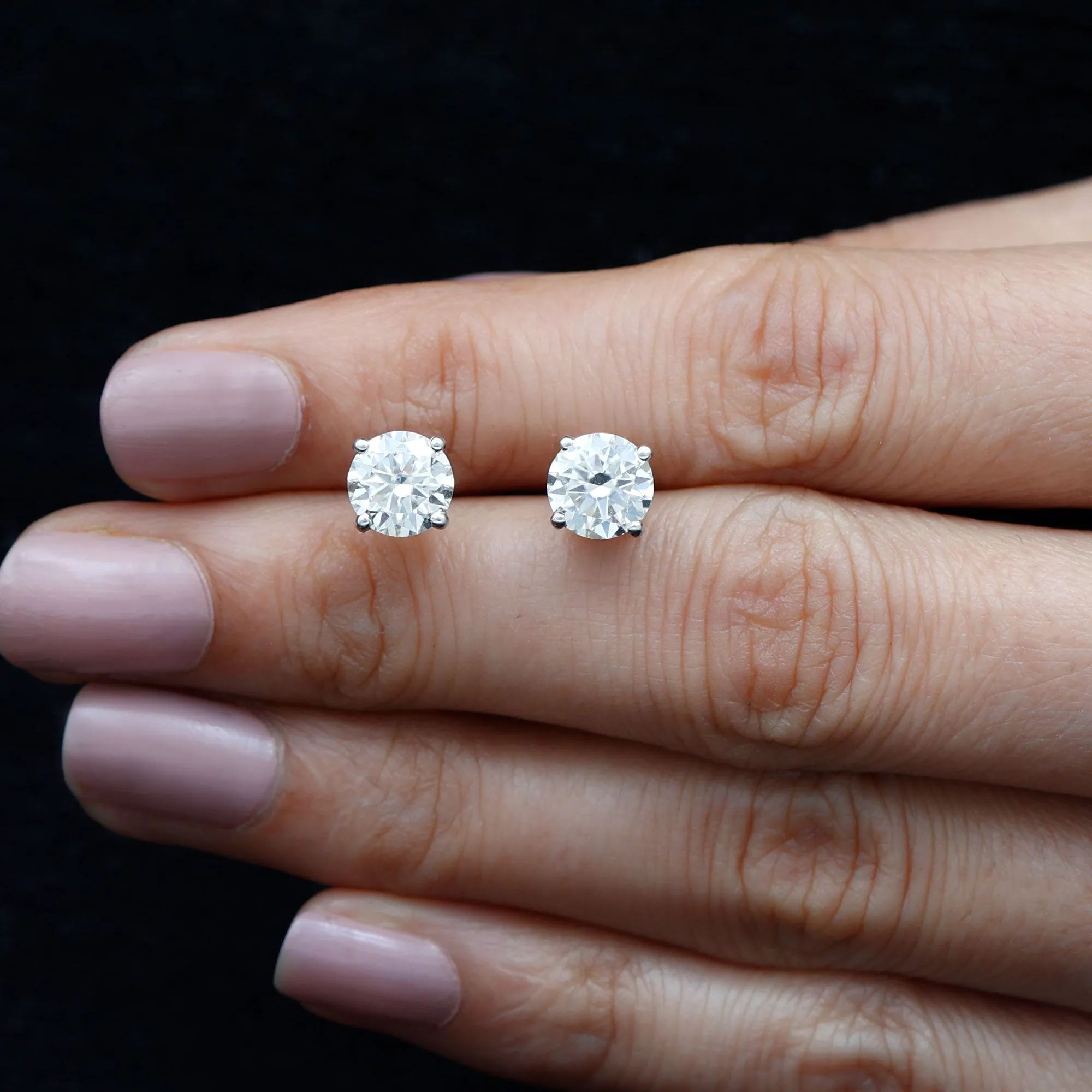 6 MM Moissanite Solitaire Stud Earrings