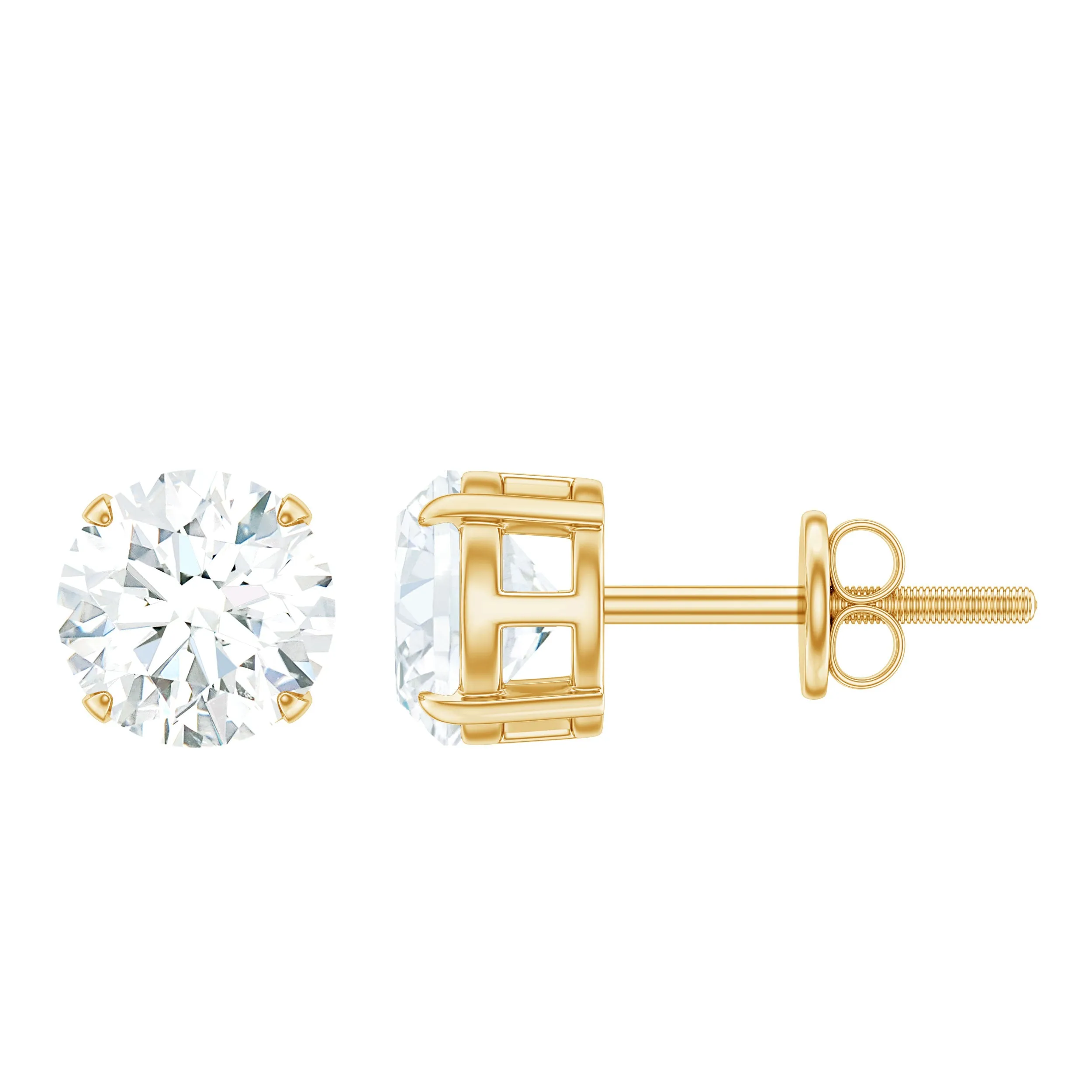 6 MM Moissanite Solitaire Stud Earrings