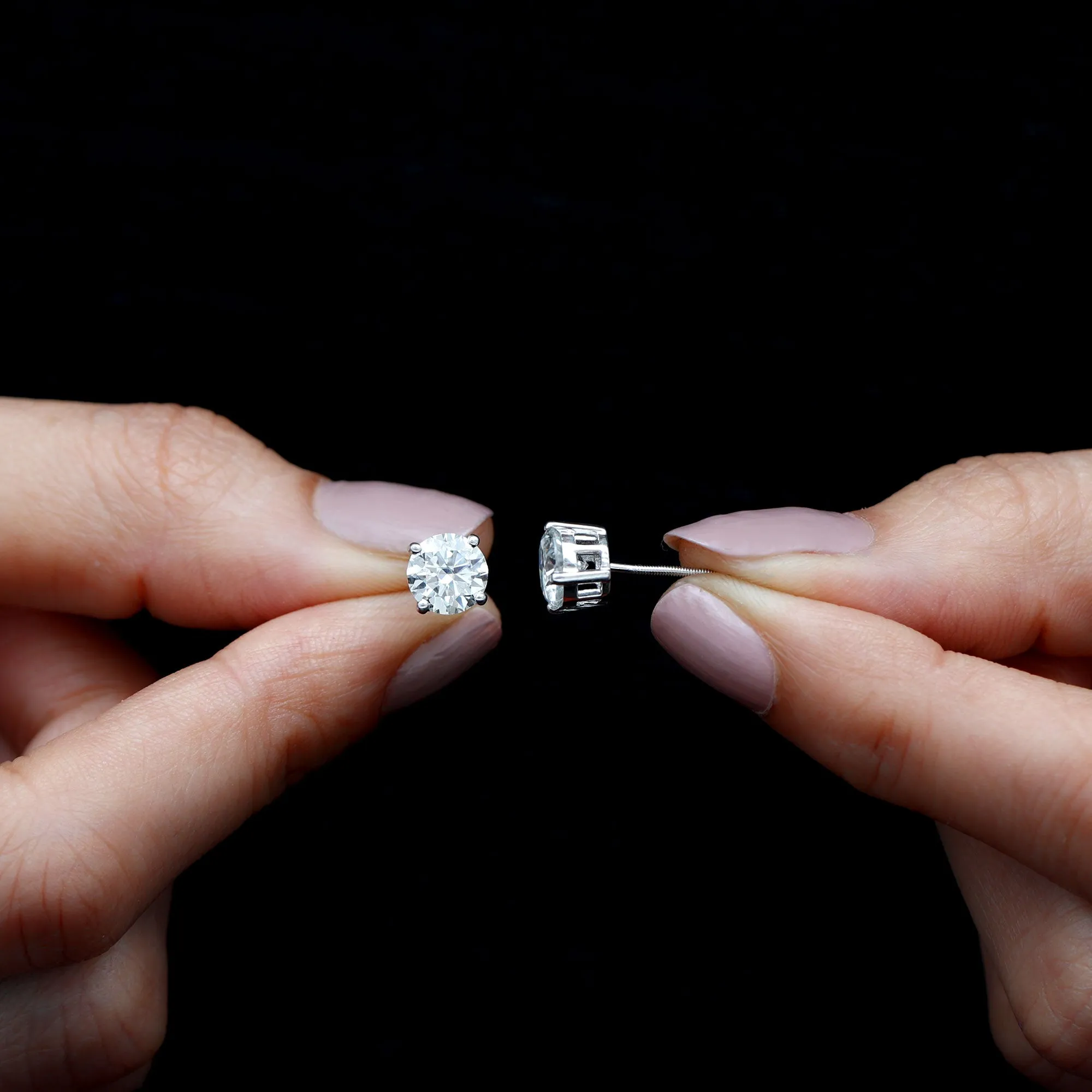 6 MM Moissanite Solitaire Stud Earrings
