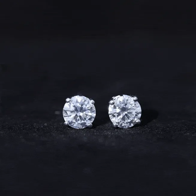 6 MM Moissanite Solitaire Stud Earrings