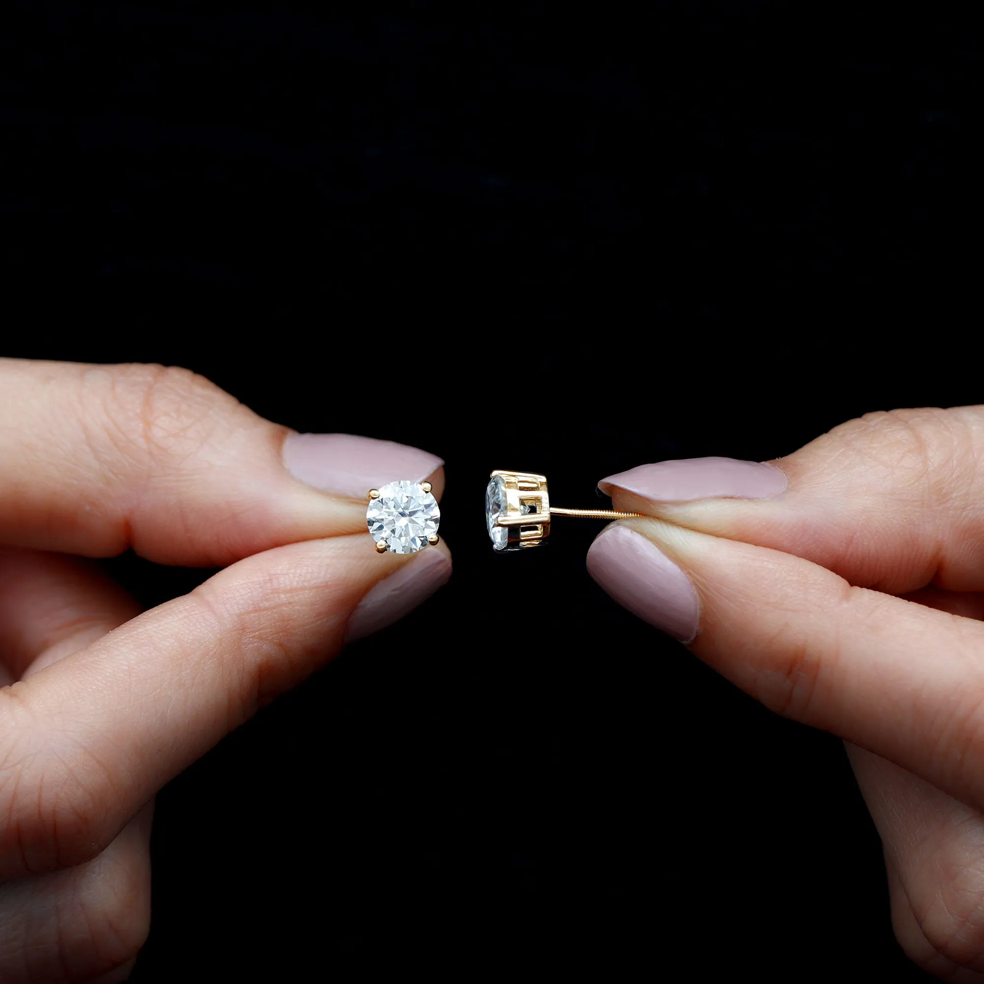 6 MM Moissanite Solitaire Stud Earrings