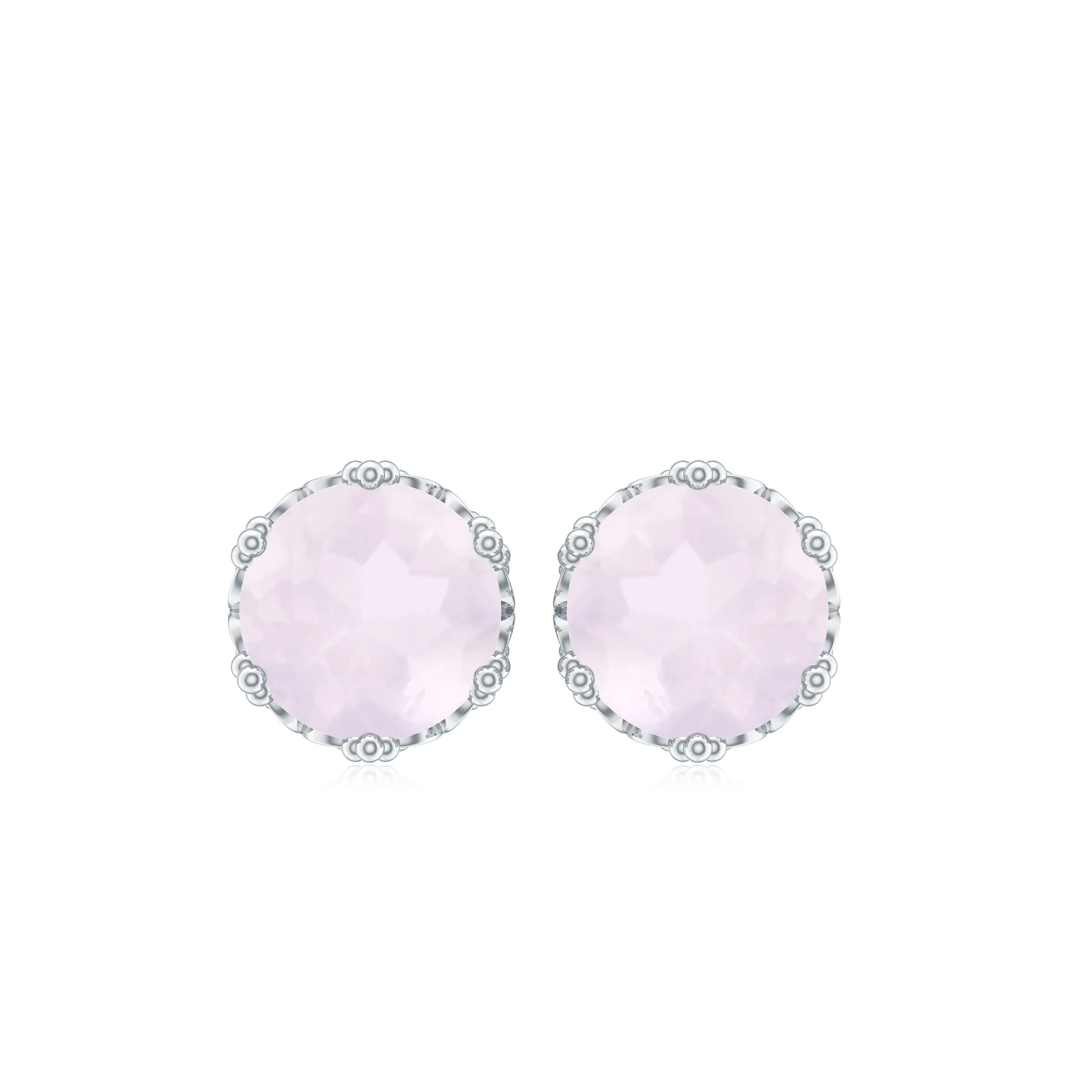 6 MM Rose Quartz Solitaire Crown Stud Earrings