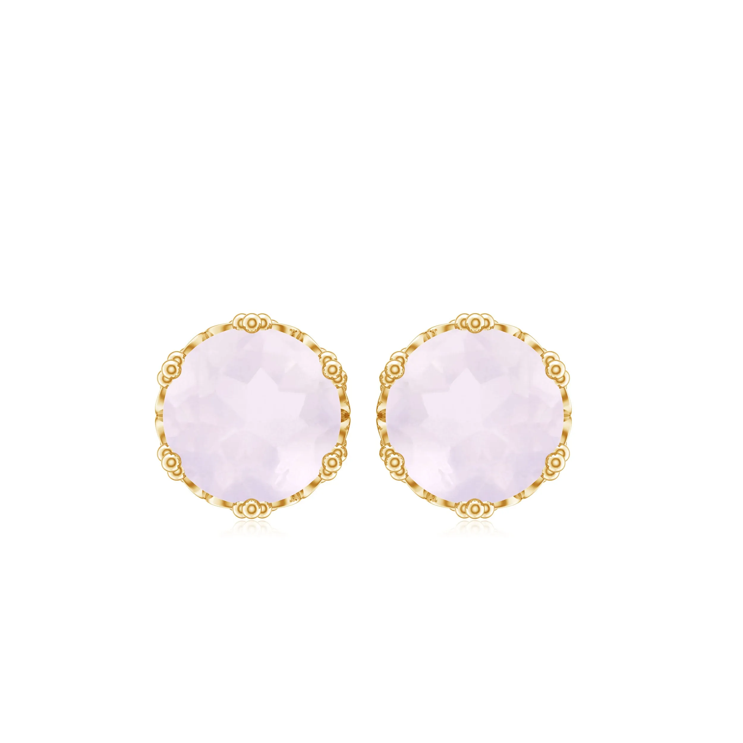 6 MM Rose Quartz Solitaire Crown Stud Earrings