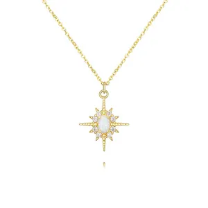 925 Silver Opal Sun Necklace