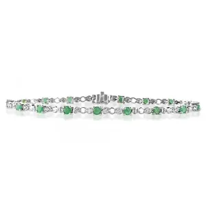 Acotis Diamonds 18K White Gold 0.17ct Diamond Emerald Bracelet H1129